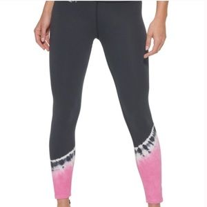 NWT DKNY Sport Black/Pink Tie-Dye 7/8" length leggings, XS